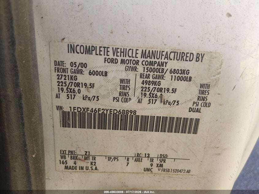 2000 FORD F-450 auction photo 8