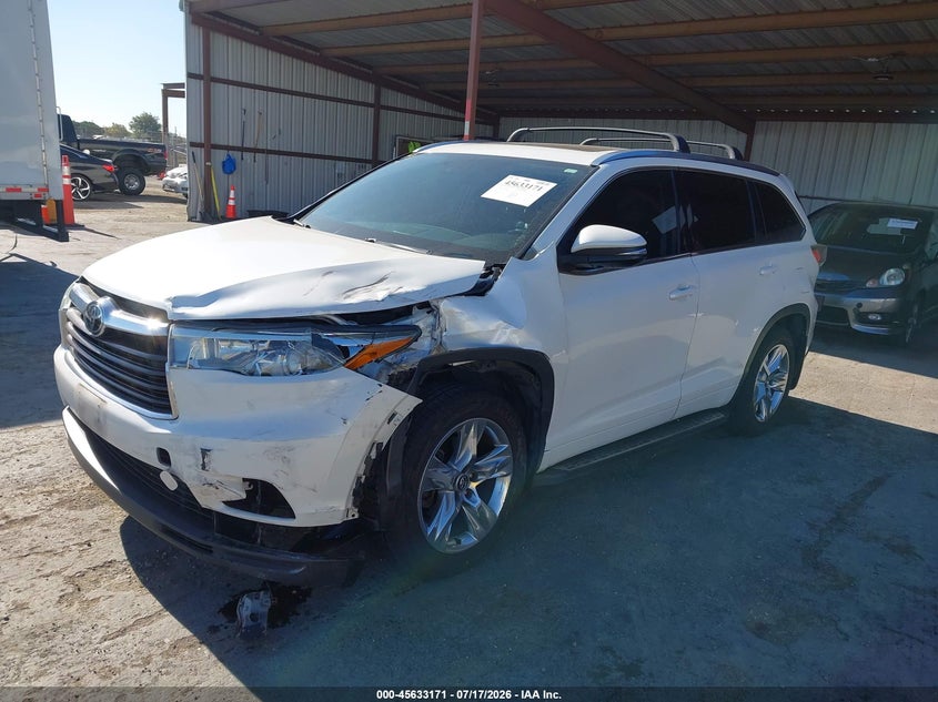 Vin: 5tdykrfh2gs184055, lot: 46131637, toyota highlander limited platinum v6 20162