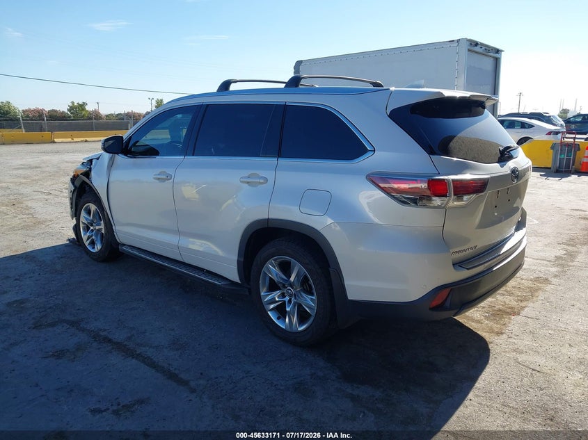 Vin: 5tdykrfh2gs184055, lot: 46131637, toyota highlander limited platinum v6 20163