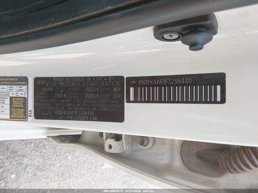 2015 Kia Forte Lx VIN: KNAFK4A63F5298440 Lot: 45633270