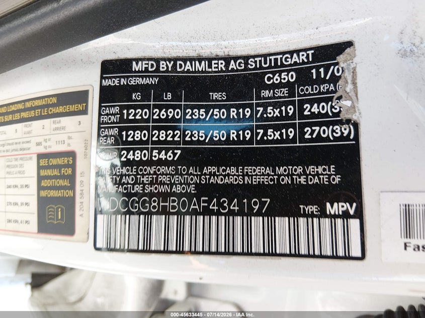 2010 Mercedes-Benz Glk 350 4Matic VIN: WDCGG8HB0AF434197 Lot: 45633445