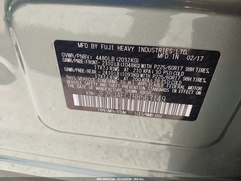 2017 SUBARU FORESTER 2.5I PREMIUM — Photo 9