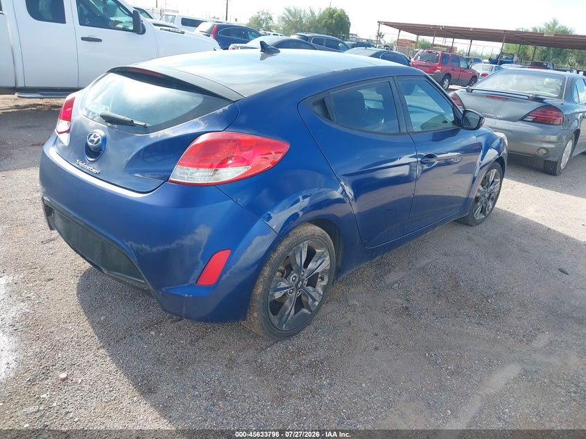 Vin: kmhtc6adxhu318815, lot: 46132262, hyundai veloster value edition 20174