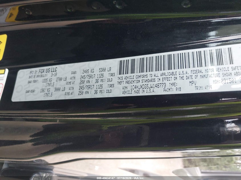 2018 Jeep Wrangler Unlimited Sport S 4X4 VIN: 1C4HJXDG5JW148773 Lot: 45634147