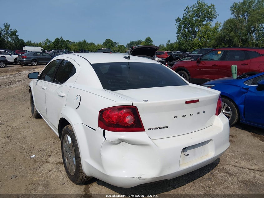 Vin: 1c3cdzab7en166259, lot: 46132682, dodge avenger se 20143