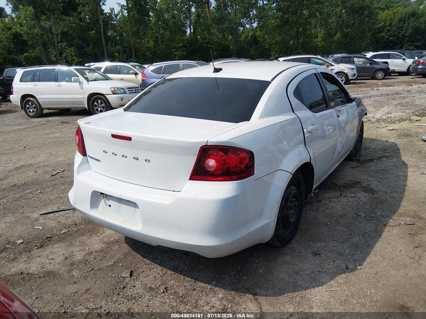 Vin: 1c3cdzab7en166259, lot: 46132682, dodge avenger se 20144