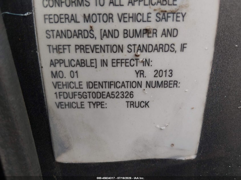 2013 Ford F-550 Chassis Xl VIN: 1FDUF5GT0DEA52326 Lot: 45634317
