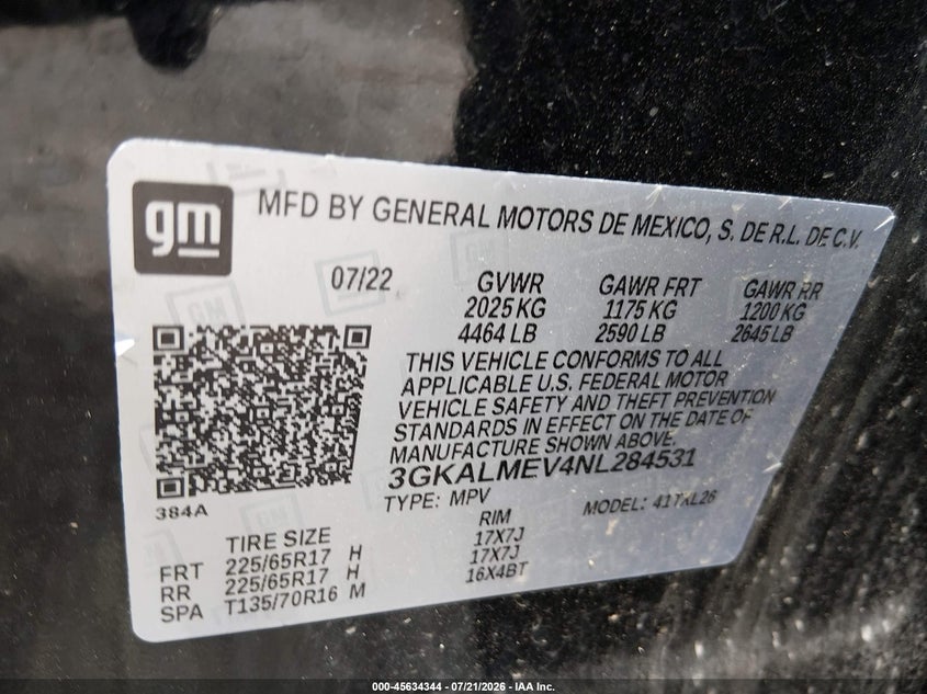 2022 GMC Terrain Fwd Sle VIN: 3GKALMEV4NL284531 Lot: 45634344