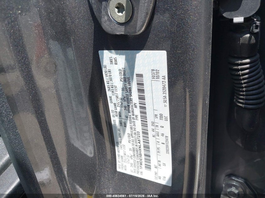 2022 Ford Bronco Big Bend/Black Diamond/Outer Banks VIN: 1FMDE5BHXNLA87233 Lot: 45634561