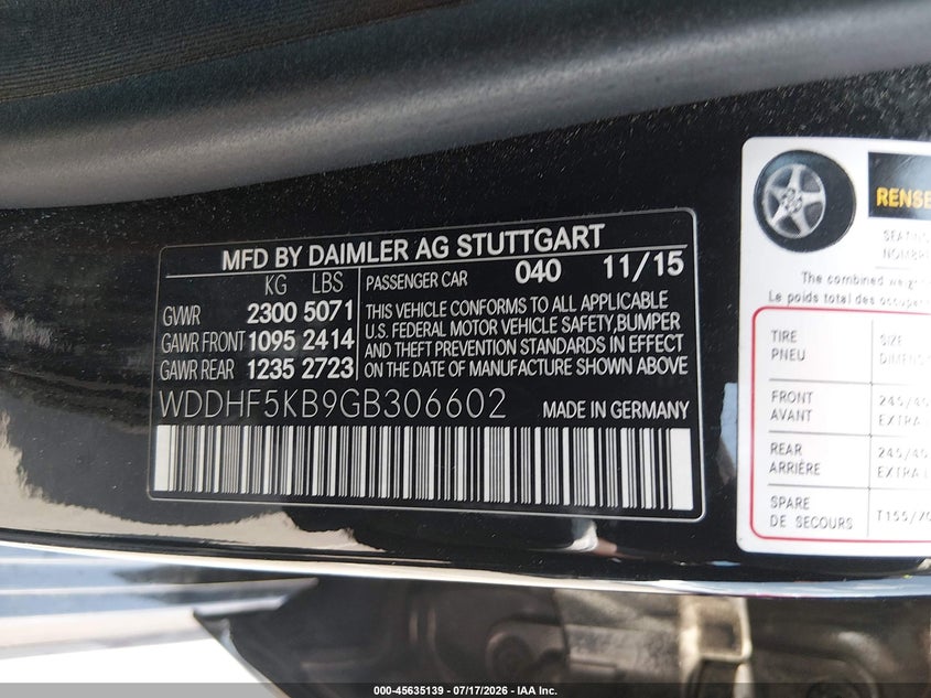 2016 Mercedes-Benz E 350 VIN: WDDHF5KB9GB306602 Lot: 45635139