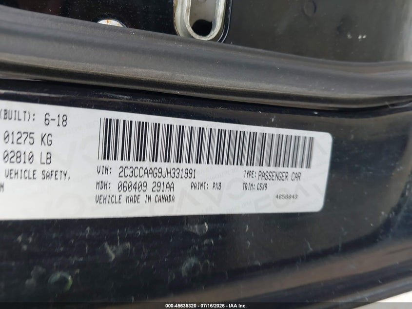 2018 Chrysler 300 Touring VIN: 2C3CCAAG9JH331991 Lot: 45635320