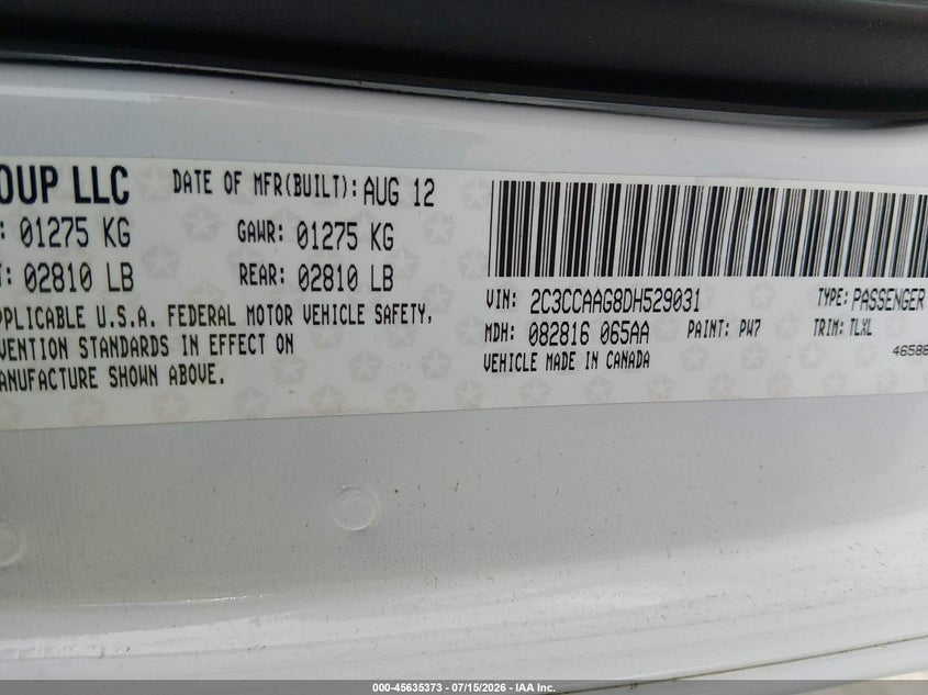 2013 Chrysler 300 Motown VIN: 2C3CCAAG8DH529031 Lot: 45635373