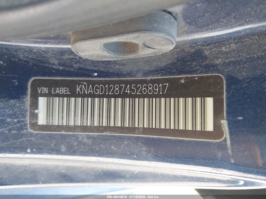 2004 Kia Optima Ex V6/Lx V6 VIN: KNAGD128745268917 Lot: 45635819