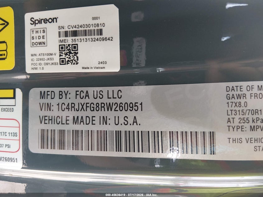 2024 Jeep Wrangler 4-Door Recon 4X4 VIN: 1C4RJXFG8RW260951 Lot: 45636419