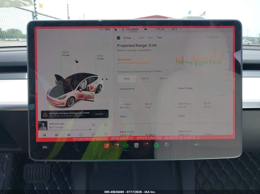 2021 Tesla Model 3 Long Range Dual Motor All-Wheel Drive VIN: 5YJ3E1EB2MF919200 Lot: 45636469