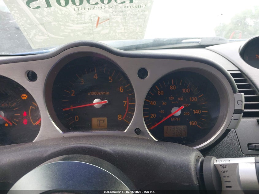 2003 Nissan 350Z Touring VIN: JN1AZ34D73T105116 Lot: 45636615