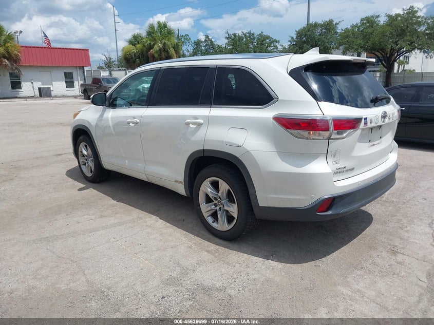 Vin: 5tdykrfhxgs135251, lot: 46135200, toyota highlander limited v6 20163