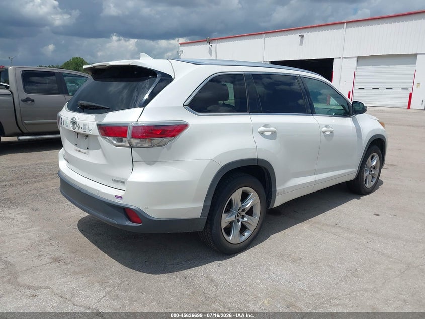 Vin: 5tdykrfhxgs135251, lot: 46135200, toyota highlander limited v6 20164
