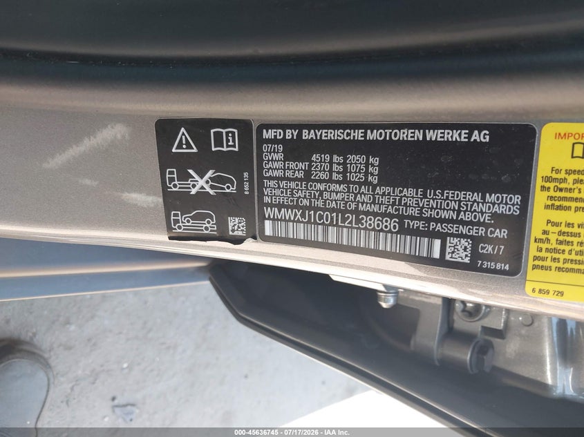 2020 Mini Clubman Cooper S VIN: WMWXJ1C01L2L38686 Lot: 45636745