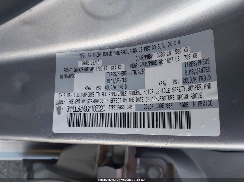 2016 Scion Ia VIN: 3MYDLBZV9GY105320 Lot: 45637259