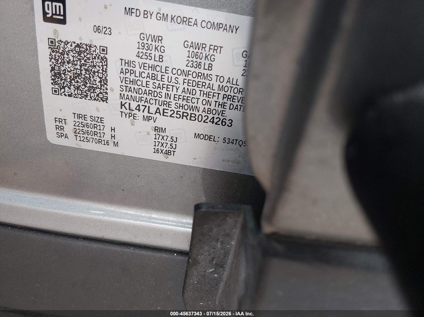 2024 Buick Envista Preferred Fwd VIN: KL47LAE25RB024263 Lot: 45637343