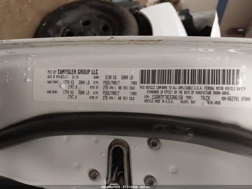 2014 Ram 1500 Tradesman VIN: 1C6RR7FT8ES386158 Lot: 45637630