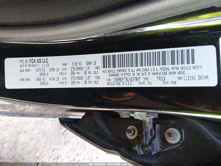 2020 Ram 1500 Lone Star 4X2 5'7 Box VIN: 1C6RREFT9LN237807 Lot: 45638025