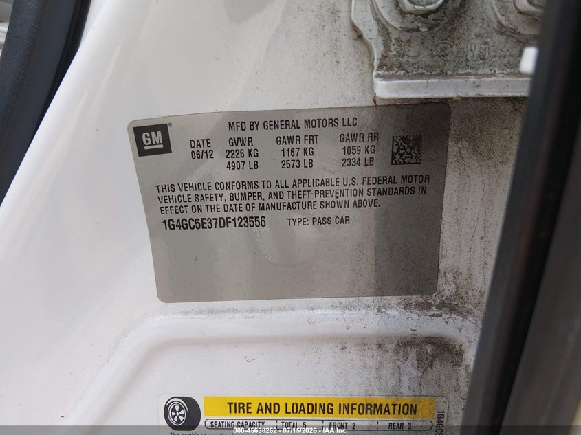 2013 Buick Lacrosse Leather Group VIN: 1G4GC5E37DF123556 Lot: 45638262