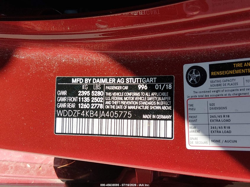 2018 Mercedes-Benz E 300 4Matic VIN: WDDZF4KB4JA405775 Lot: 45638595