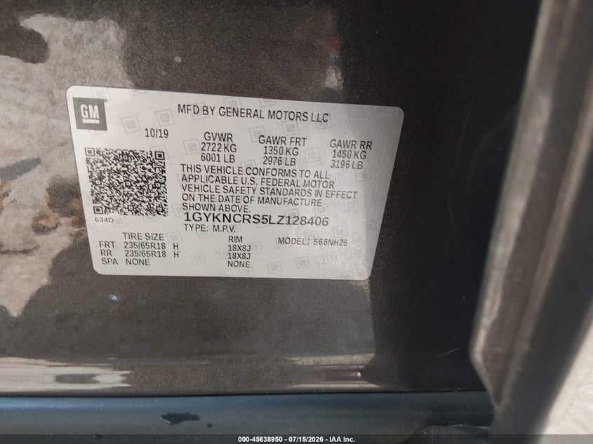 2020 Cadillac Xt5 Fwd Premium Luxury VIN: 1GYKNCRS5LZ128406 Lot: 45638950