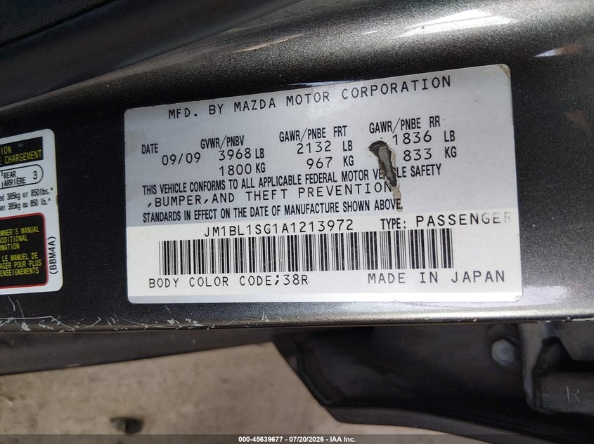 2010 Mazda Mazda3 I Touring VIN: JM1BL1SG1A1213972 Lot: 45639677