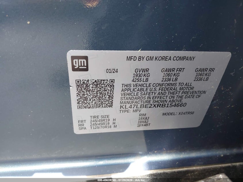 2024 Buick Envista Sport Touring Fwd VIN: KL47LBE2XRB154660 Lot: 45639746