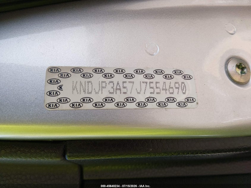 2018 Kia Soul + VIN: KNDJP3A57J7554690 Lot: 45640234