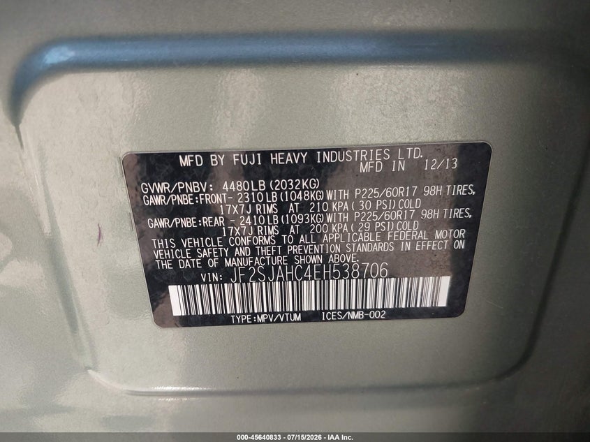 2014 SUBARU FORESTER 2.5I LIMITED — Photo 9