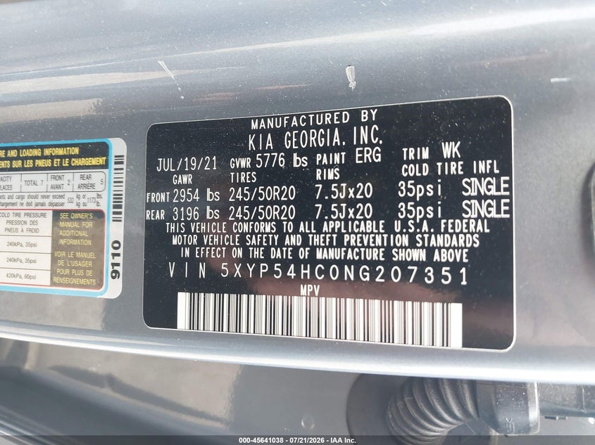 2022 Kia Telluride Sx VIN: 5XYP54HC0NG207351 Lot: 45641038