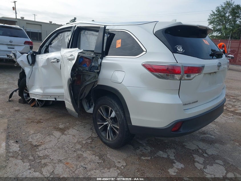 Vin: 5tdkkrfh9gs124165, lot: 46139720, toyota highlander xle v6 20163