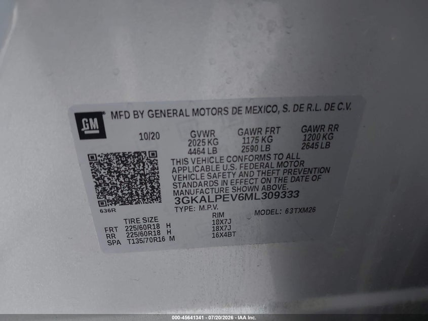 2021 GMC Terrain Fwd Slt VIN: 3GKALPEV6ML309333 Lot: 45641341