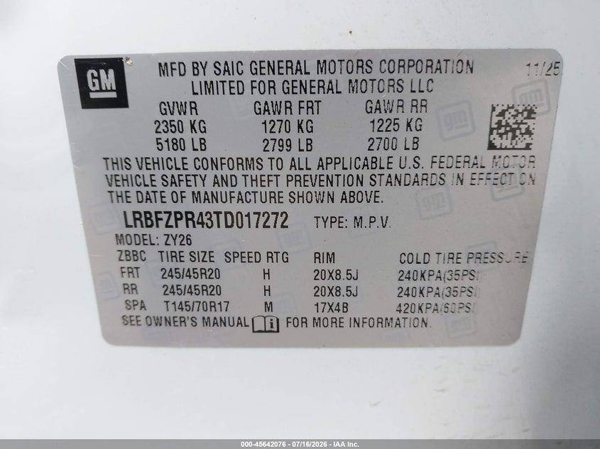 2026 Buick Envision Sport Touring Awd VIN: LRBFZPR43TD017272 Lot: 45642076