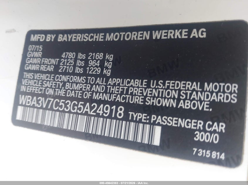 2016 BMW 428I VIN: WBA3V7C53G5A24918 Lot: 45642383