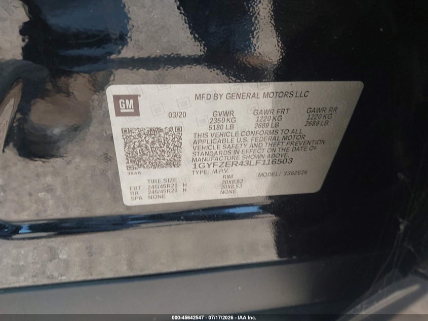 2020 Cadillac Xt4 Fwd Sport VIN: 1GYFZER43LF116503 Lot: 45642547