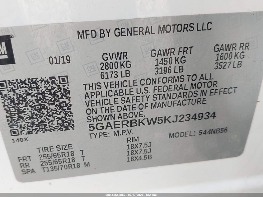 2019 Buick Enclave Fwd Essence VIN: 5GAERBKW5KJ234934 Lot: 45642862