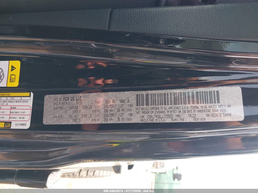 2020 Jeep Gladiator Sport S 4X4 VIN: 1C6HJTAG6LL115922 Lot: 45642874