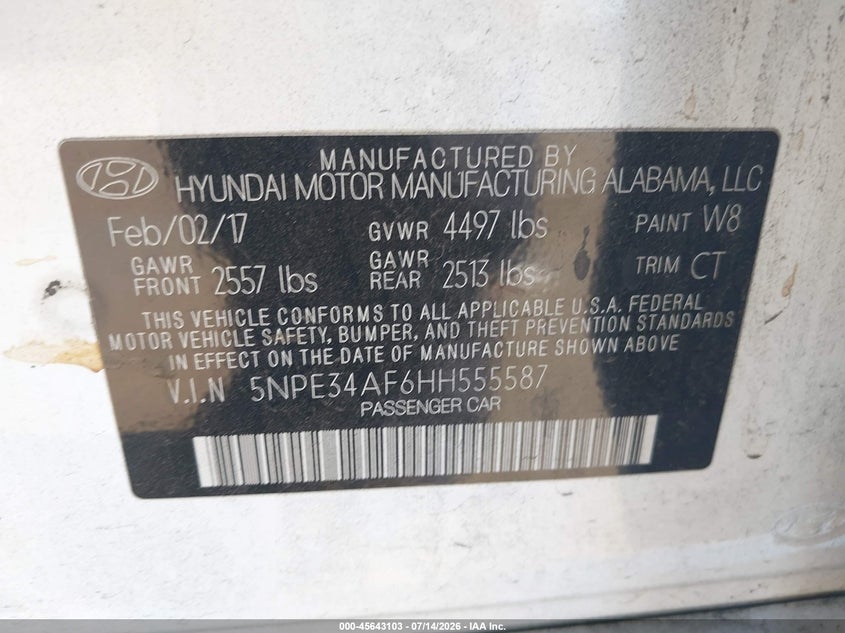 2017 HYUNDAI SONATA SPORT — Photo 9