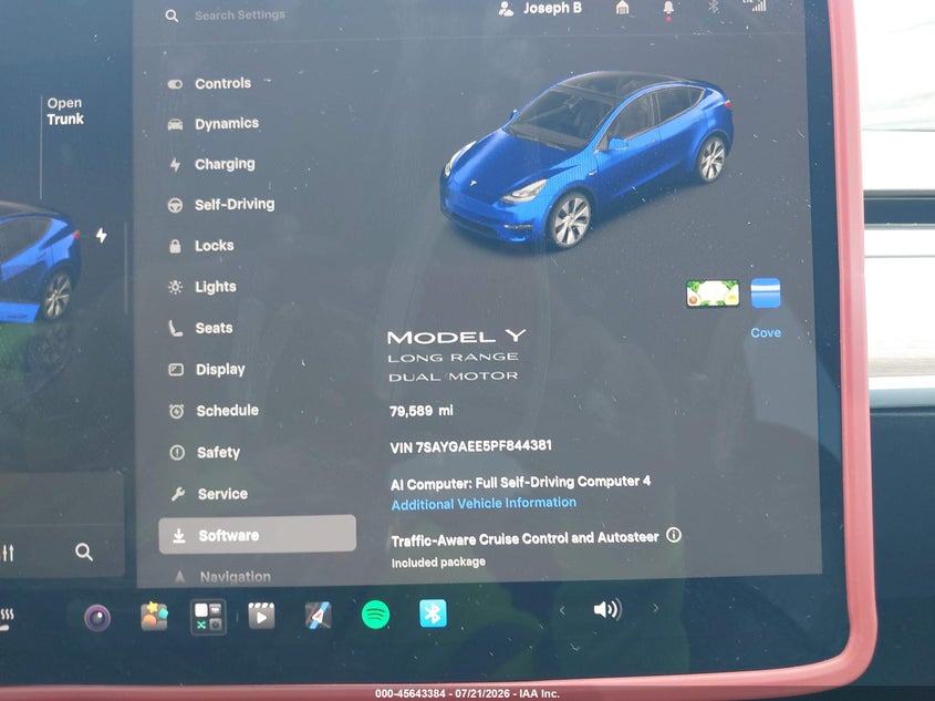 2023 Tesla Model Y Awd/Long Range Dual Motor All-Wheel Drive VIN: 7SAYGAEE5PF844381 Lot: 45643384