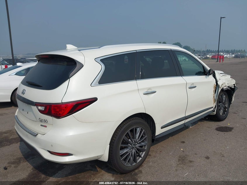 Vin: 5n1dl0mm5lc527259, lot: 46142275, infiniti qx60 luxe awd 20204