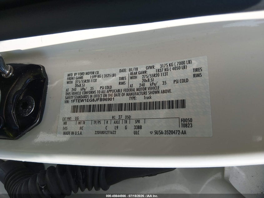 2018 FORD F-150 TRUCK 3.5L V6 FI DOHC 24V NF4