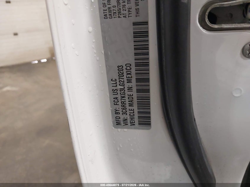 2020 RAM 1500 TRUCK 3.6L V-6 DOHC, VVT, 305HP