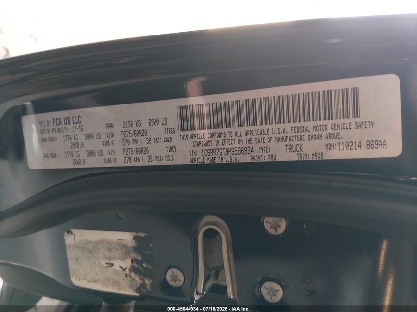 2017 RAM 1500 TRUCK 5.7L V-8 VVT, 395HP