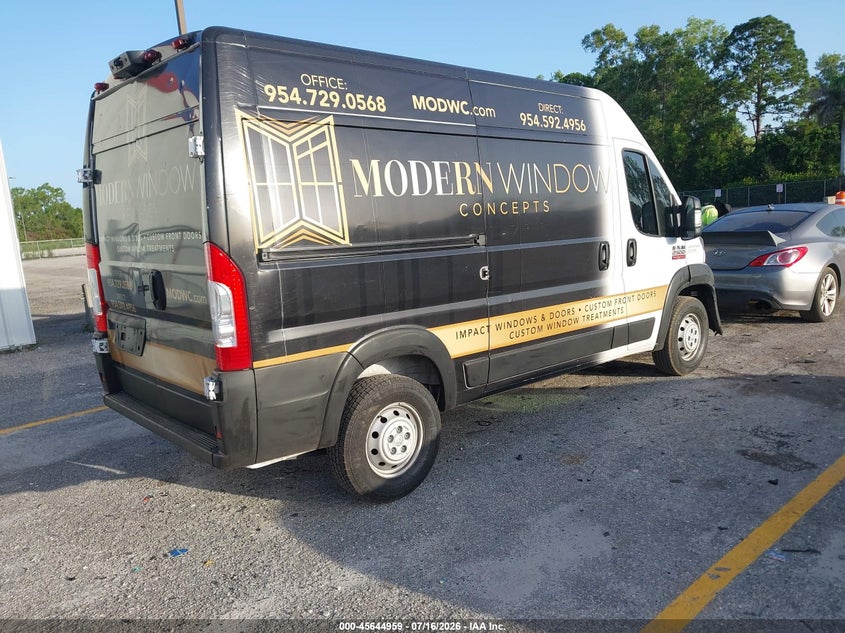 Vin: 3c6lrvcg8me518046, lot: 46143482, ram promaster 2500 high roof 136 wb 20214
