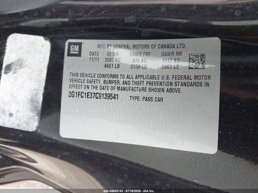 2012 CHEVROLET CAMARO COUPE 3.6L V-6 DI, DOHC, VVT, 323HP